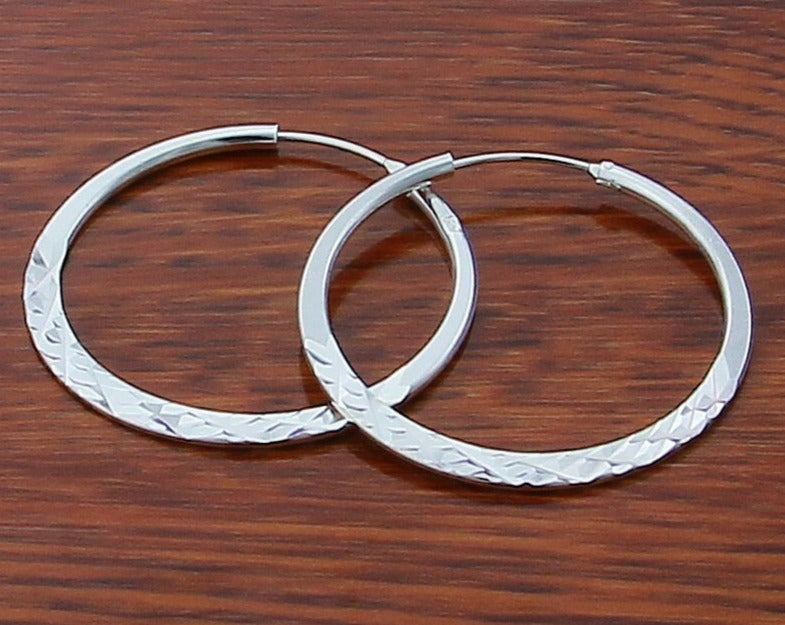 Sterling Silver 40/45/50mm Round Circle Hoop Earrings