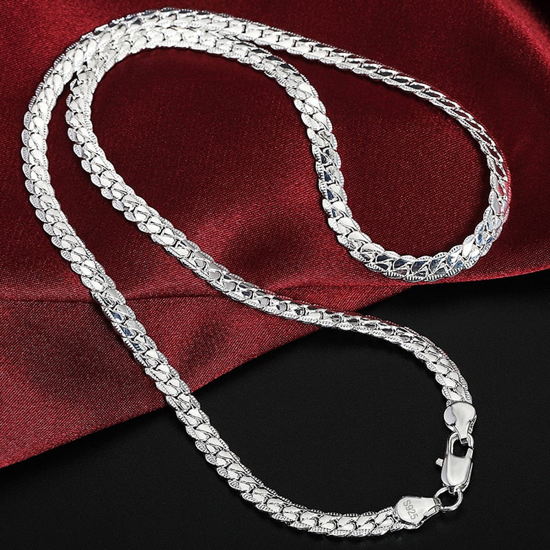 Blingy 925 Sterling Silver 6mm Side Chain Necklace