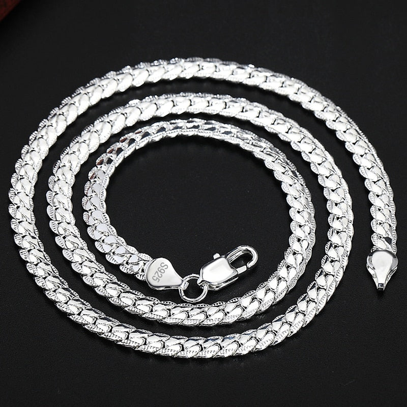 Blingy 925 Sterling Silver 6mm Side Chain Necklace